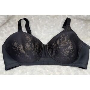 Vanity Fair Beauty Back Full Figure Wirefree Bra 71380 Black Floral Lace 40C